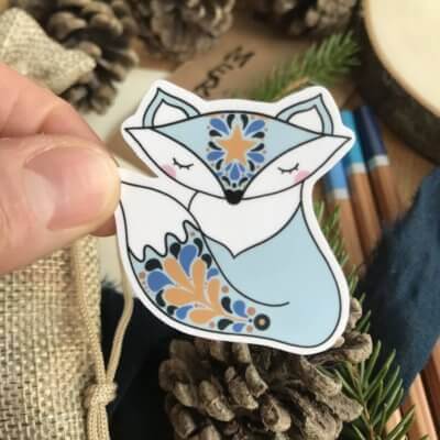 stickers renard assis